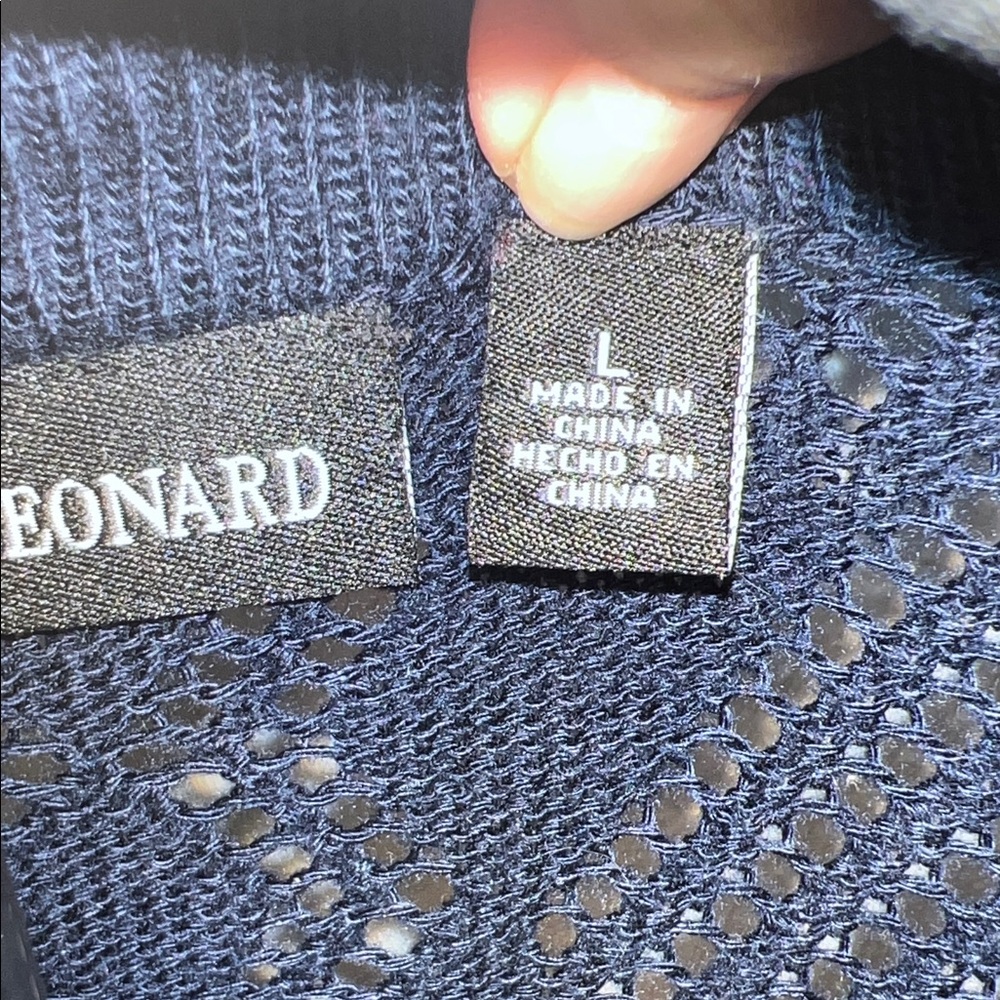 Nina Leonard Navy Open-Knit Cardigan - Picture 2 of 7